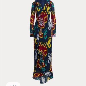 Ralph Lauren Purple Label Multicolor Ikat Maxi Dress